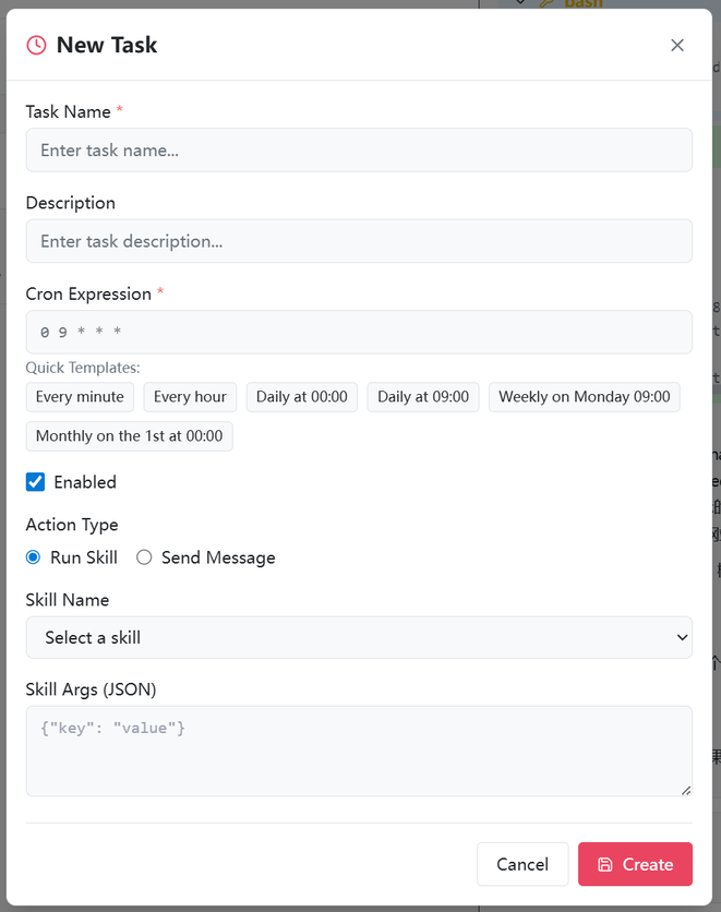 Figure 8.1: New Task Dialog