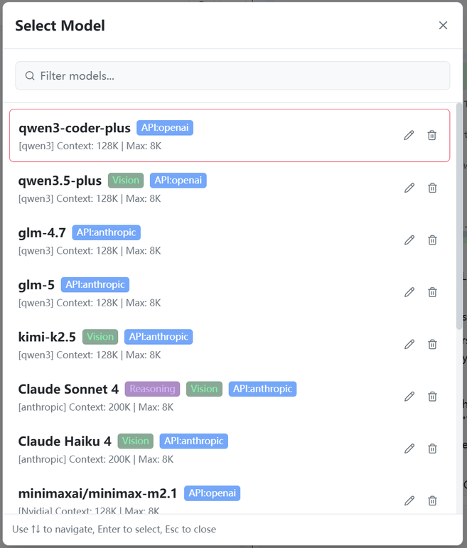 Figure 6.2: Select Model Dialog